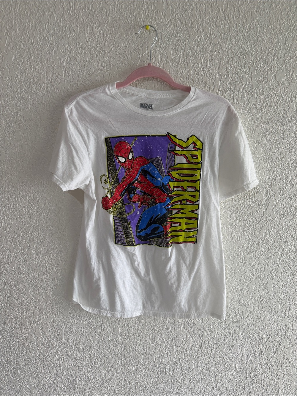 Marvel Spider-Man White Tee with Red & Blue Graphic